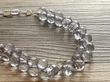 Load image into Gallery viewer, SALE! Gray Bubble Necklace, Chunky Statement Jewelry, single strand gray resin bead necklace