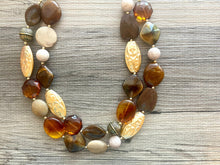 Load image into Gallery viewer, Golden Coffee chunky necklace, brown beaded jewelry, resin beaded Mocha necklace, brown beaded necklace, cinnamon necklace