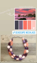 Load image into Gallery viewer, Seascape Eggplant & Peach Coral Chunky Statement Necklace, Multi-Strand Beaded Jewelry eggplant jewelry, bridesmaid wedding