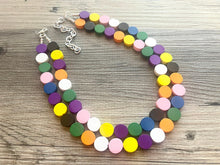 Load image into Gallery viewer, Colorful Wood Statement Necklace, Chunky Beaded Necklace, colorful Jewelry, rainbow necklace, multi color Necklace, beaded necklace jewelry