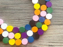 Load image into Gallery viewer, Colorful Wood Statement Necklace, Chunky Beaded Necklace, colorful Jewelry, rainbow necklace, multi color Necklace, beaded necklace jewelry