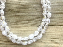 Load image into Gallery viewer, Gold Goddess statement necklace, Double Strand jewelry, gifts for women bib jewelry Multi-Strand Nugget metallic gold painted