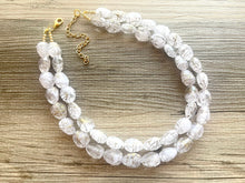 Load image into Gallery viewer, Gold Goddess statement necklace, Double Strand jewelry, gifts for women bib jewelry Multi-Strand Nugget metallic gold painted