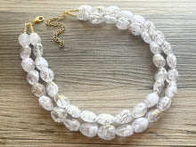 Load image into Gallery viewer, Gold Goddess statement necklace, Double Strand jewelry, gifts for women bib jewelry Multi-Strand Nugget metallic gold painted