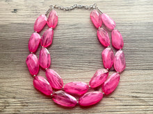 Load image into Gallery viewer, Big Bead pink Necklace, Double Strand Statement Jewelry, magenta blush Chunky bib bridesmaid everyday bubble jewelry hot pink