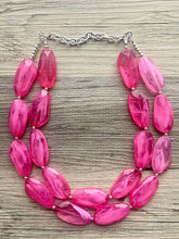 Load image into Gallery viewer, Big Bead pink Necklace, Double Strand Statement Jewelry, magenta blush Chunky bib bridesmaid everyday bubble jewelry hot pink