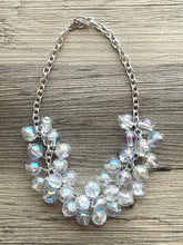 Load image into Gallery viewer, Chunky Women's Clear Resin Rainbow Statement Necklace, Big Bead Necklace, See Through Necklace Bridesmaid jewelry, statement necklace