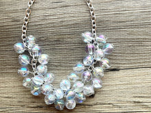 Load image into Gallery viewer, Chunky Women's Clear Resin Rainbow Statement Necklace, Big Bead Necklace, See Through Necklace Bridesmaid jewelry, statement necklace
