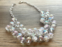 Load image into Gallery viewer, Chunky Women's Clear Resin Rainbow Statement Necklace, Big Bead Necklace, See Through Necklace Bridesmaid jewelry, statement necklace