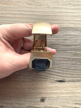 Load image into Gallery viewer, Midnight Navy Blue Statement bracelet, lever gold vintage bracelet, blue gold bronze beaded jewelry, chunky rhinestone jewelry
