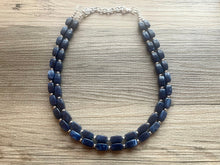 Load image into Gallery viewer, Navy Blue Chunky Statement Necklace, double strand necklace, blue necklace, dark blue necklace, navy blue wedding, bridesmaid necklace