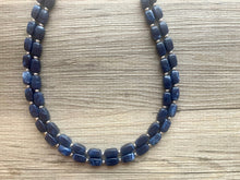 Load image into Gallery viewer, Navy Blue Chunky Statement Necklace, double strand necklace, blue necklace, dark blue necklace, navy blue wedding, bridesmaid necklace