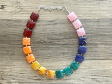 Load image into Gallery viewer, Candy Rainbow Beaded Necklace, Colorful Jewelry, Chunky statement necklace, big beaded necklace, rainbow jewelry baby, color block necklace
