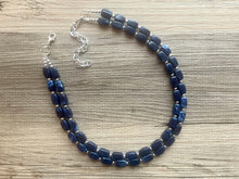 Load image into Gallery viewer, Navy Blue Chunky Statement Necklace, double strand necklace, blue necklace, dark blue necklace, navy blue wedding, bridesmaid necklace