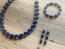 Load image into Gallery viewer, Navy Blue Chunky Statement Necklace, double strand necklace, blue necklace, dark blue necklace, navy blue wedding, bridesmaid necklace
