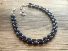 Load image into Gallery viewer, Navy Blue Chunky Statement Necklace, double strand necklace, blue necklace, dark blue necklace, navy blue wedding, bridesmaid necklace