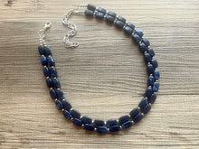 Load image into Gallery viewer, Navy Blue Chunky Statement Necklace, double strand necklace, blue necklace, dark blue necklace, navy blue wedding, bridesmaid necklace