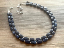 Load image into Gallery viewer, Navy Blue Chunky Statement Necklace, double strand necklace, blue necklace, dark blue necklace, navy blue wedding, bridesmaid necklace