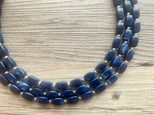 Load image into Gallery viewer, Navy Blue Chunky Statement Necklace, triple strand necklace, blue necklace, dark blue necklace, navy blue wedding, bridesmaid necklace