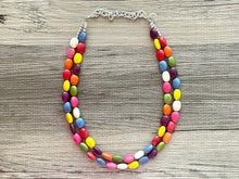 Load image into Gallery viewer, Rainbow 2 strand Beaded Necklace, Dyed Turquoise Stone Colorful Jewelry, Chunky statement necklace, big beaded necklace, rainbow jewelry