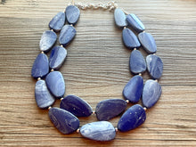 Load image into Gallery viewer, White & Royal Blue Necklace, Double strand bright jewelry, big beaded chunky statement, summer necklace, blue white painted jewelry