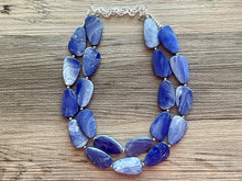 Load image into Gallery viewer, White & Royal Blue Necklace, Double strand bright jewelry, big beaded chunky statement, summer necklace, blue white painted jewelry