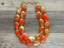 Load image into Gallery viewer, Golden Orange Necklace, Double strand bright jewelry, big beaded chunky statement, summer necklace bright Sunny orange gold