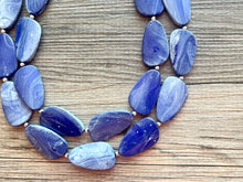 Load image into Gallery viewer, White & Royal Blue Necklace, Double strand bright jewelry, big beaded chunky statement, summer necklace, blue white painted jewelry