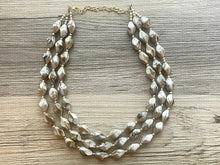 Load image into Gallery viewer, Hot Chocolate Chunky Statement Necklace, gold bib necklace, gold brown fudge necklace necklace, wedding bridesmaid chunky