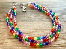 Load image into Gallery viewer, Dorthy’s Rainbow Beaded Necklace, Colorful Jewelry, Chunky statement necklace, big beaded necklace, rainbow jewelry, rainbow baby