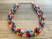 Load image into Gallery viewer, Dorthy’s Rainbow Beaded Necklace, Colorful Jewelry, Chunky statement necklace, big beaded necklace, rainbow jewelry, rainbow baby