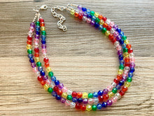 Load image into Gallery viewer, Dorthy’s Rainbow Beaded Necklace, Colorful Jewelry, Chunky statement necklace, big beaded necklace, rainbow jewelry, rainbow baby