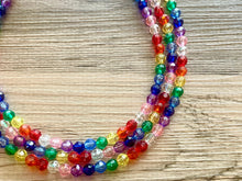 Load image into Gallery viewer, Dorthy’s Rainbow Beaded Necklace, Colorful Jewelry, Chunky statement necklace, big beaded necklace, rainbow jewelry, rainbow baby