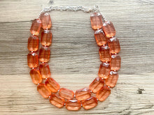 Load image into Gallery viewer, Coral Big Beaded Statement Necklace, beaded jewelry, peach beaded necklace, coral necklace chunky beaded bib earrings