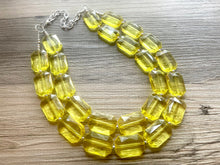 Load image into Gallery viewer, Yellow Statement jewelry set, Chunky Beaded Necklace, yellow Jewelry, bright colorful Necklace, yellow beaded necklace, yellow earrings