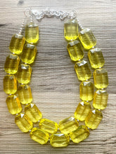 Load image into Gallery viewer, Yellow Statement jewelry set, Chunky Beaded Necklace, yellow Jewelry, bright colorful Necklace, yellow beaded necklace, yellow earrings