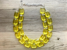 Load image into Gallery viewer, Yellow Statement jewelry set, Chunky Beaded Necklace, yellow Jewelry, bright colorful Necklace, yellow beaded necklace, yellow earrings