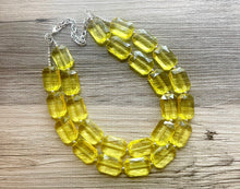 Load image into Gallery viewer, Yellow Statement jewelry set, Chunky Beaded Necklace, yellow Jewelry, bright colorful Necklace, yellow beaded necklace, yellow earrings