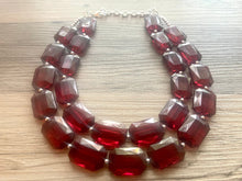 Load image into Gallery viewer, Cranberry Statement jewelry set, Chunky Beaded Necklace, maroon Jewelry, bright colorful Necklace, Marsala beaded burgundy earrings
