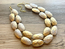 Load image into Gallery viewer, Golden Stardust Necklace, Double strand bright jewelry, big beaded chunky statement, summer necklace bright white gold