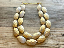 Load image into Gallery viewer, Golden Stardust Necklace, Double strand bright jewelry, big beaded chunky statement, summer necklace bright white gold