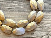 Load image into Gallery viewer, Golden Stardust Necklace, Double strand bright jewelry, big beaded chunky statement, summer necklace bright white gold