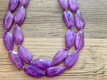 Load image into Gallery viewer, Big Bead purple Necklace, Double Strand Statement Jewelry, purple eggplant Chunky bib bridesmaid everyday bubble jewelry dark purple