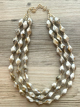 Load image into Gallery viewer, Hot Chocolate Chunky Statement Necklace, gold bib necklace, gold brown fudge necklace necklace, wedding bridesmaid chunky