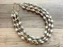 Load image into Gallery viewer, Hot Chocolate Chunky Statement Necklace, gold bib necklace, gold brown fudge necklace necklace, wedding bridesmaid chunky