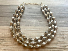 Load image into Gallery viewer, Hot Chocolate Chunky Statement Necklace, gold bib necklace, gold brown fudge necklace necklace, wedding bridesmaid chunky