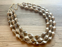 Load image into Gallery viewer, Hot Chocolate Chunky Statement Necklace, gold bib necklace, gold brown fudge necklace necklace, wedding bridesmaid chunky