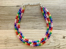 Load image into Gallery viewer, Dorthy’s Rainbow Beaded Necklace, Colorful Jewelry, Chunky statement necklace, big beaded necklace, rainbow jewelry, rainbow baby
