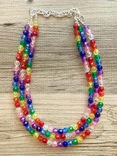 Load image into Gallery viewer, Dorthy’s Rainbow Beaded Necklace, Colorful Jewelry, Chunky statement necklace, big beaded necklace, rainbow jewelry, rainbow baby