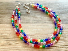 Load image into Gallery viewer, Dorthy’s Rainbow Beaded Necklace, Colorful Jewelry, Chunky statement necklace, big beaded necklace, rainbow jewelry, rainbow baby